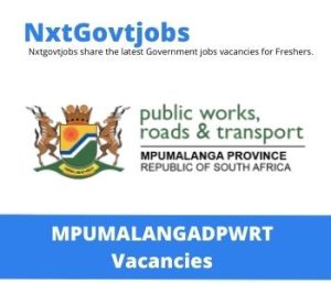 Mpumalanga Department of Public Works Roads and Transport Vacancies 2022 @dpwrt.mpg.gov.za